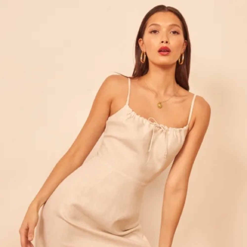 Women’s Reformation Violaine Cream Linen Dress, Size 8